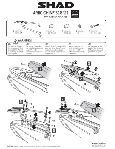 Kit Fissaggio Top Master Shad per ARIIC CHINF 318 A0CH31ST
