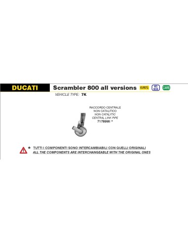 Raccordo Centrale No-Kat Arrow per Ducati Scrambler 800 2023-2024 71789MI