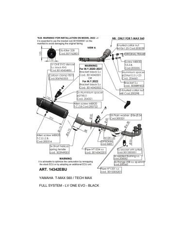 Scarico Leovince LV One Black Edition per Yamaha TMAX 560 dal 2020 al 2024 14342EBU
