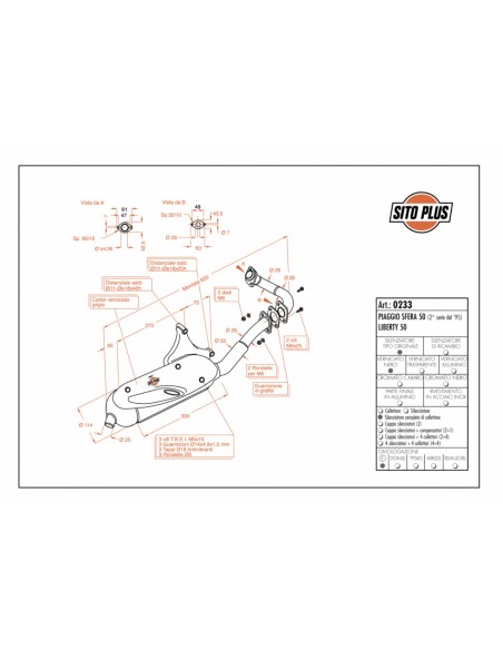Marmitta Sito Plus 0233 per Piaggio Liberty 50 2T dal 1997 al 2020