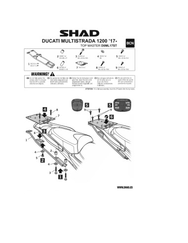 Kit di Fissaggio Top Master Shad per Ducati Multistrada 1200 2016-2024 D0ML17ST