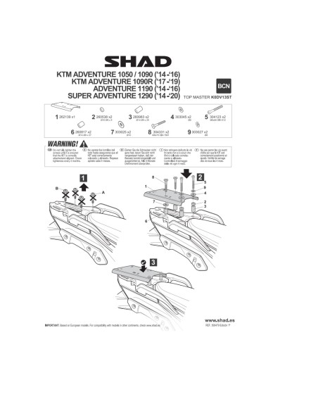 Kit di Fissaggio Top Master Shad per KTM ADVENTURE 790 2019-2020 K0DV13ST