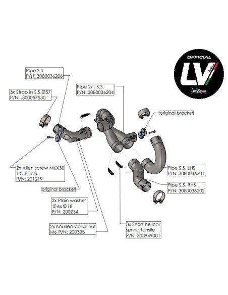 Raccordo De-Kat Racing Leovince per Ducati Multistrada V4 Rally 80036