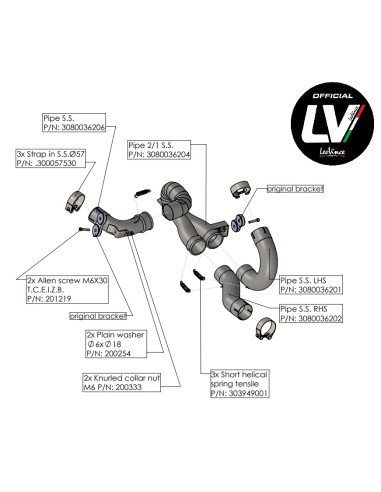 Raccordo De-Kat Racing Leovince per Ducati Multistrada V4 80036