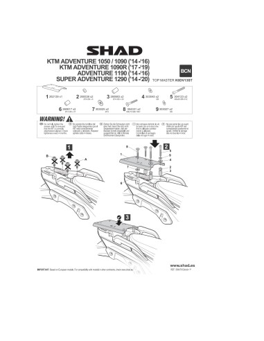 Kit di Fissaggio Top Master Shad per KTM ADVENTURE 890 2021-2025 K0DV13ST