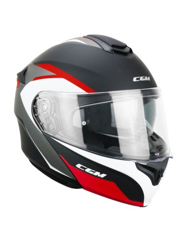 Casco Modulare CGM 568G BER DRESDA Nero Rosso opaco