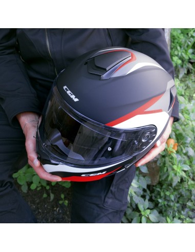 Casco Modulare CGM 568G BER DRESDA Nero Rosso opaco