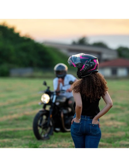Casco Modulare CGM 569G C-MAX CITY Nero Fucsia fluo opaco