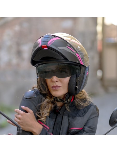 Casco Modulare CGM 569G C-MAX CITY Nero Fucsia fluo opaco