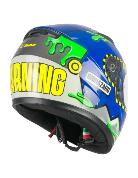 Casco Integrale Bambino CGM 265A LUCKY BIO Blu Giallo Verde fluo opaco