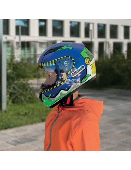 Casco Integrale Bambino CGM 265A LUCKY BIO Blu Giallo Verde fluo opaco