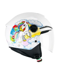Casco Jet Bambino CGM 261D MINI DREAMS Bianco Fucsia Celeste