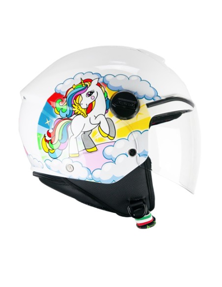 Casco Jet Bambino CGM 261D MINI DREAMS Bianco Fucsia Celeste