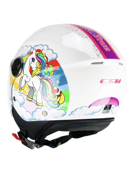 Casco Jet Bambino CGM 261D MINI DREAMS Bianco Fucsia Celeste