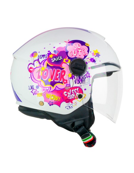 Casco Jet Bambino CGM 261G MINI COMICS Fucsia Bianco