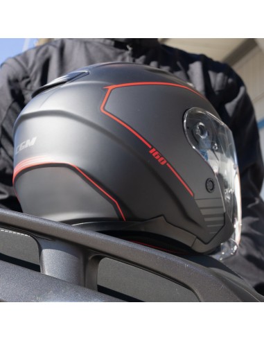 Casco DEMI JET 160G JAD RIDE Nero Rosso opaco