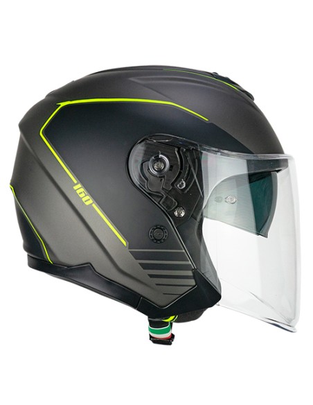 Casco DEMI JET 160G JAD RIDE Grafite Giallo fluo opaco