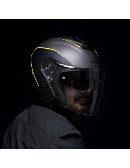 Casco DEMI JET 160G JAD RIDE Grafite Giallo fluo opaco