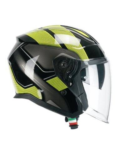Casco JET CGM 136G RNA SPORT Nero Giallo fluo