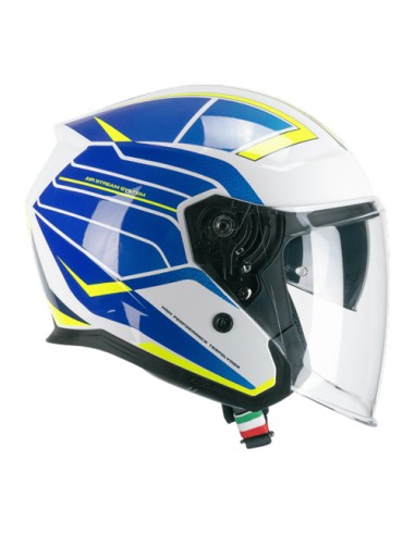 Casco JET CGM 136S RNA RACE Blu Giallo fluo