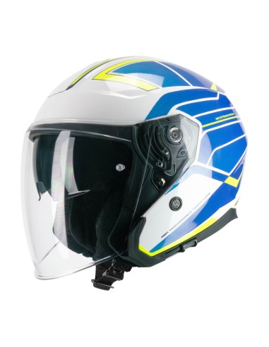Casco JET CGM 136S RNA RACE Blu Giallo fluo