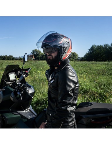 Casco Jet CGM 127G DEEP RACE Grafite Rosso opaco