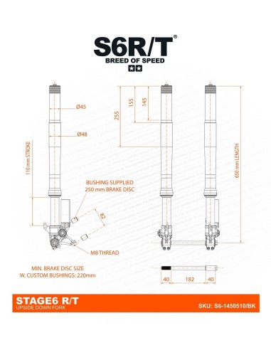 Forcella Stage6 R/T Upside Down 650mm 45-48mm S6-1450510/BK