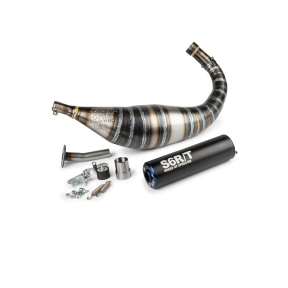 Marmitta Stage6 R/T 80 - 90cc Silenziatore in CNC Nero Blu per Minarelli AM6 S6-96188851/BL