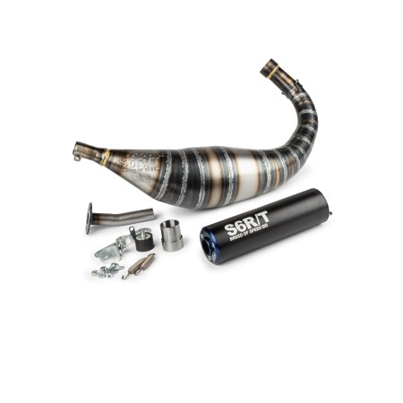 Marmitta Stage6 R/T 80 - 90cc Silenziatore in CNC Nero Blu per Minarelli AM6 S6-96188851/BL