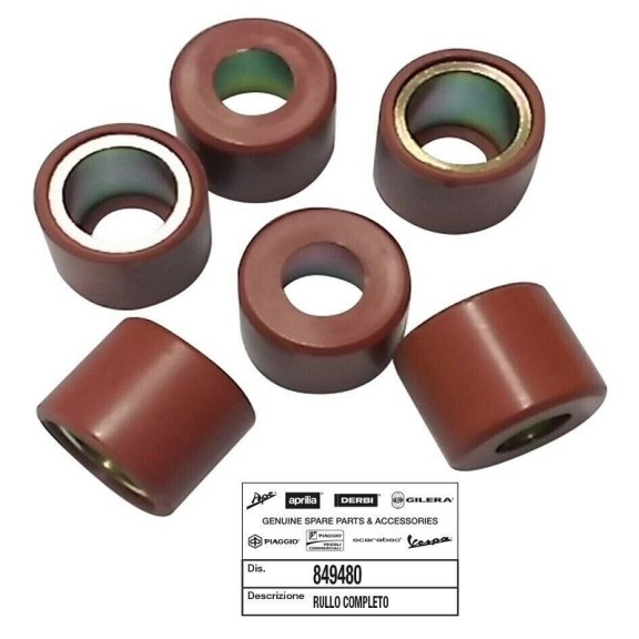 Kit 6 Rulli Originali Piaggio 849480 per Beverly 250ie Beverly 300 GTS 300