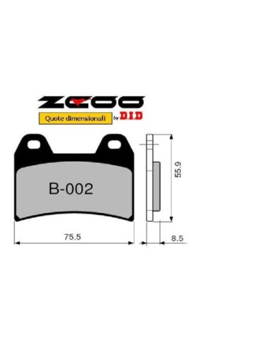 Pastiglie Freno Sinterizzate Anteriori Zcoo B002 Mescola Ex per DUCATI MONSTER 400 DARK I.E SD 2005