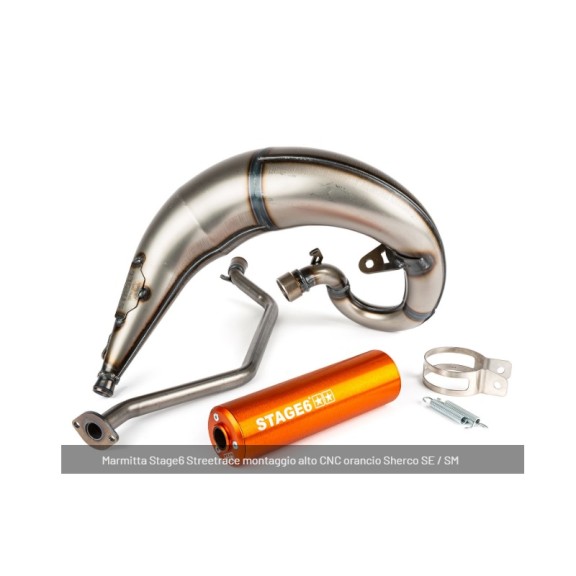 Marmitta Stage6 Streetrace montaggio alto CNC Arancio per Sherco SE / SM S6-9118840/OR