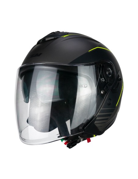 Casco Jet CGM 160G JAD in Fibra Grafite Giallo Fluo Opaco