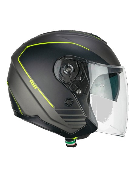 Casco Jet CGM 160G JAD in Fibra Grafite Giallo Fluo Opaco