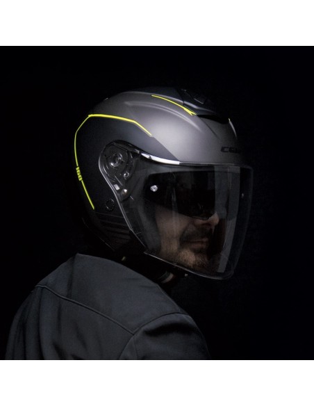 Casco Jet CGM 160G JAD in Fibra Grafite Giallo Fluo Opaco