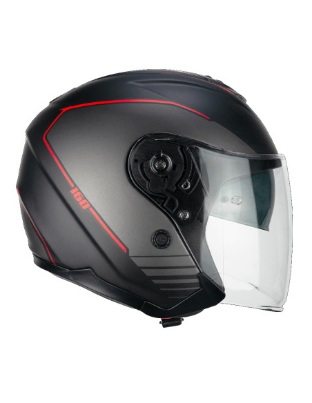 Casco Jet CGM 160G JAD in Fibra Nero Rosso Opaco