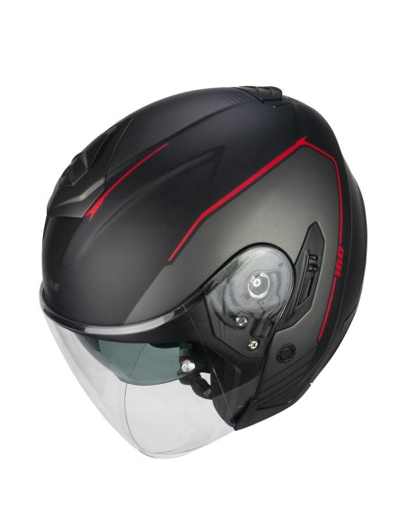 Casco Jet CGM 160G JAD in Fibra Nero Rosso Opaco