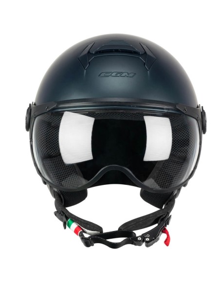 Casco Demi Jet CGM 167A FLO MONO Petrolio Satinato Visiera Sagomata