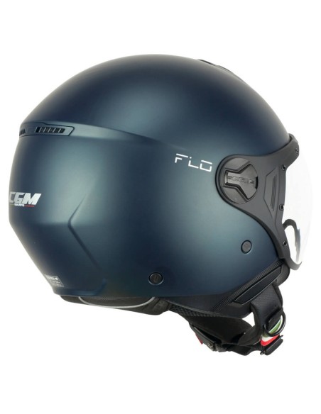 Casco Demi Jet CGM 167A FLO MONO Petrolio Satinato Visiera Sagomata
