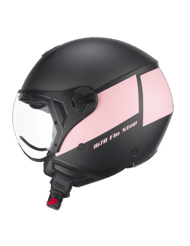 Casco Demi Jet CGM 167R FLO STEP Antracite Rosa satinato Visiera Sagomata