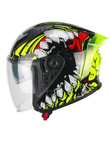 Casco Jet CGM 127X Deep Freaker Nero Giallo fluo