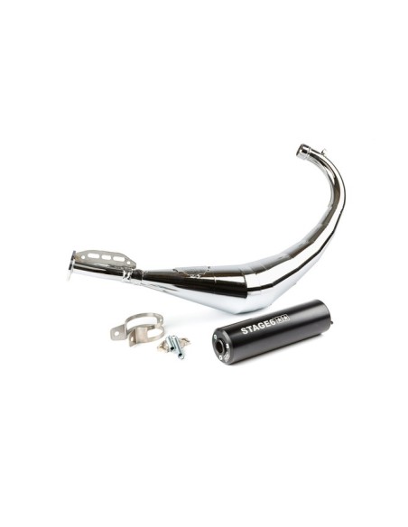 Marmitta Stage6 Streetrace cromata CNC Nero Derbi Minarelli AM6 S6-9118904/BK