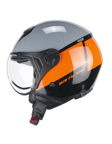 Casco Demi Jet CGM 167R FLO STEP Grigio Arancione Lucido Visiera Sagomata