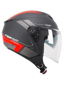 Casco CGM Demi Jet 126G Iper City Nero Rosso Opaco 2