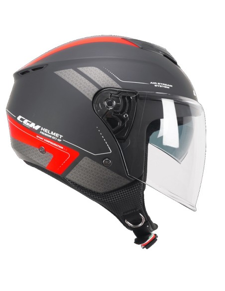 Casco CGM Demi Jet 126G Iper City Nero Rosso Opaco