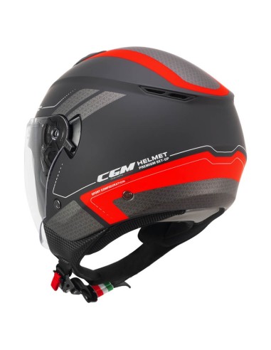 Casco CGM Demi Jet 126G Iper City Nero Rosso Opaco