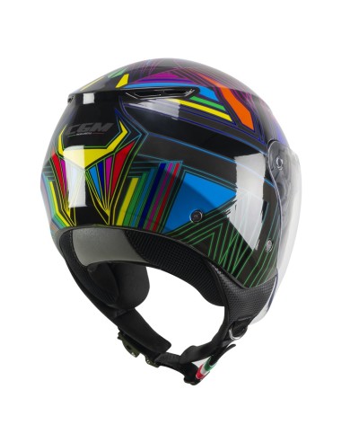 Casco CGM Demi Jet 126S Iper Disco Grafite Verde Fucsia