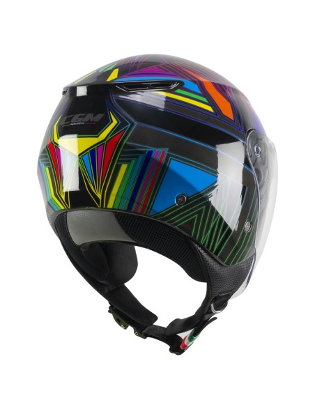 Casco CGM Demi Jet 126S Iper Disco Grafite Verde Fucsia