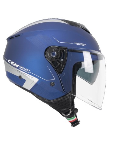 Casco CGM Demi Jet 126G Iper City Blu Argento satinato