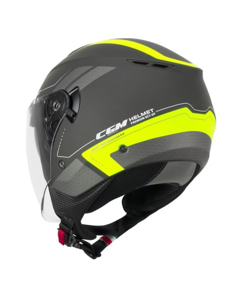Casco CGM Demi Jet 126G Iper City Grafite Giallo fluo opaco